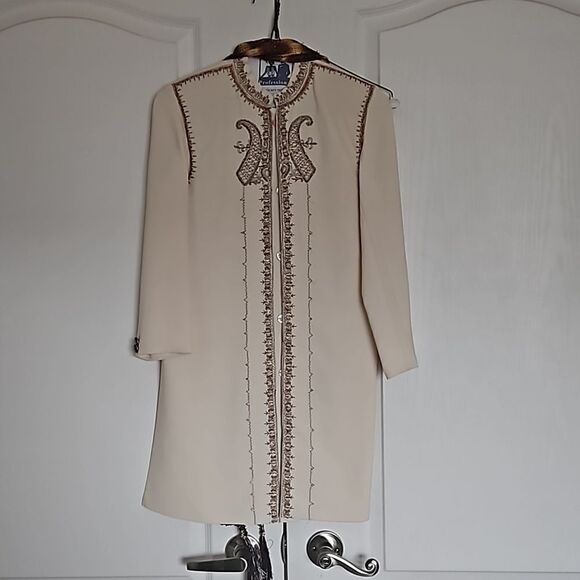 Indian Kurta Boy's Embroidery Pajama Set Cream/ Gold Size 8 - Picture 1 of 16